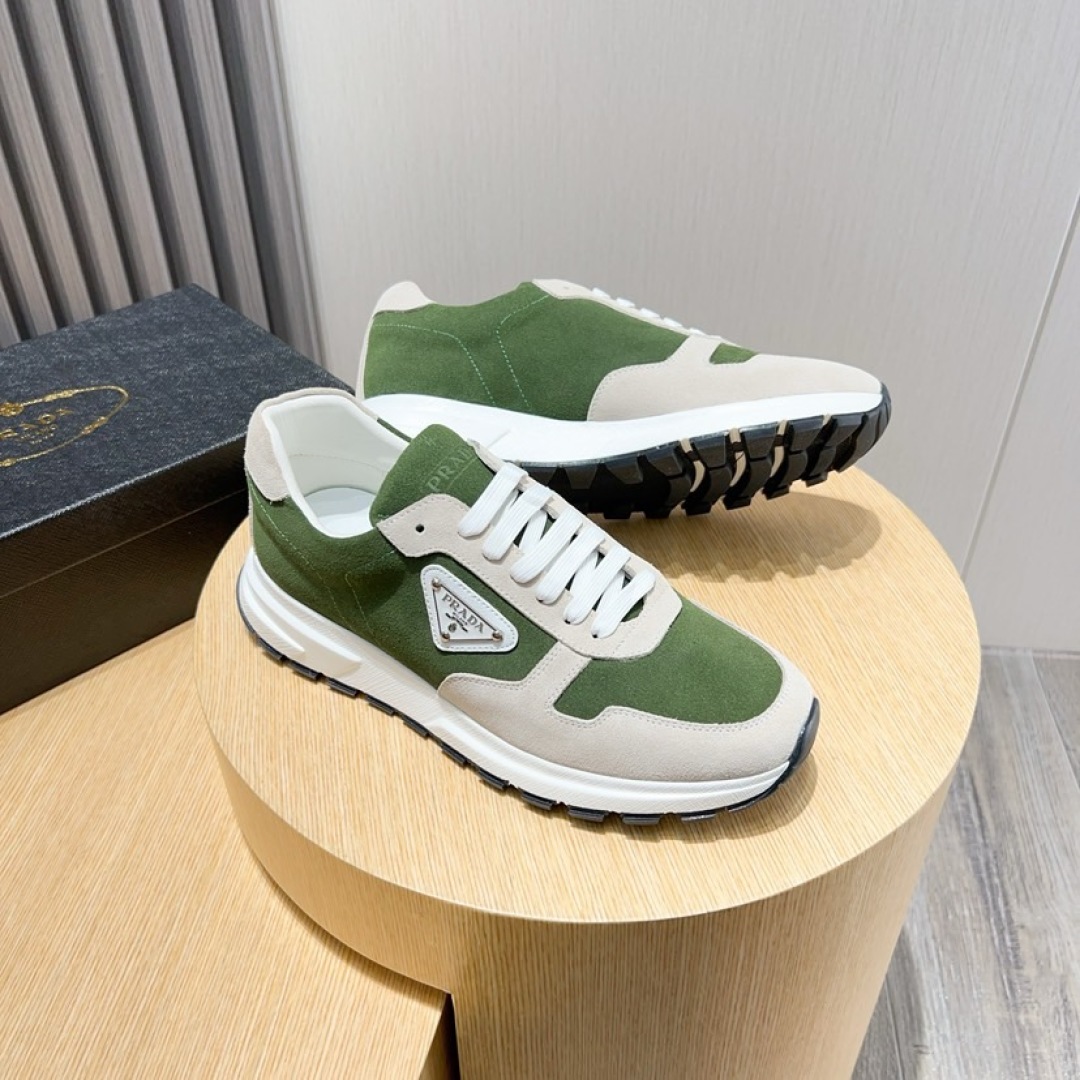 PRADA Men's Green & Beige Leather and Suede Lace Up Sneakers 4 cmp i1744371992912 9631 0 2
