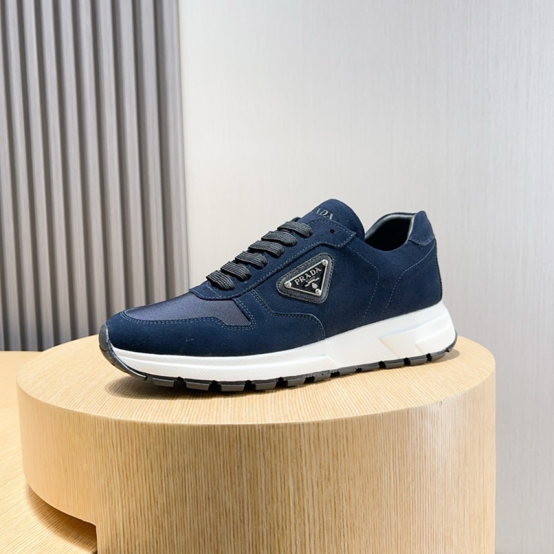 Prada Men's Navy Leather and Fabric Sneakers with Iconic Triangle Logo 7 cmp i1744372014328 7484 0 5