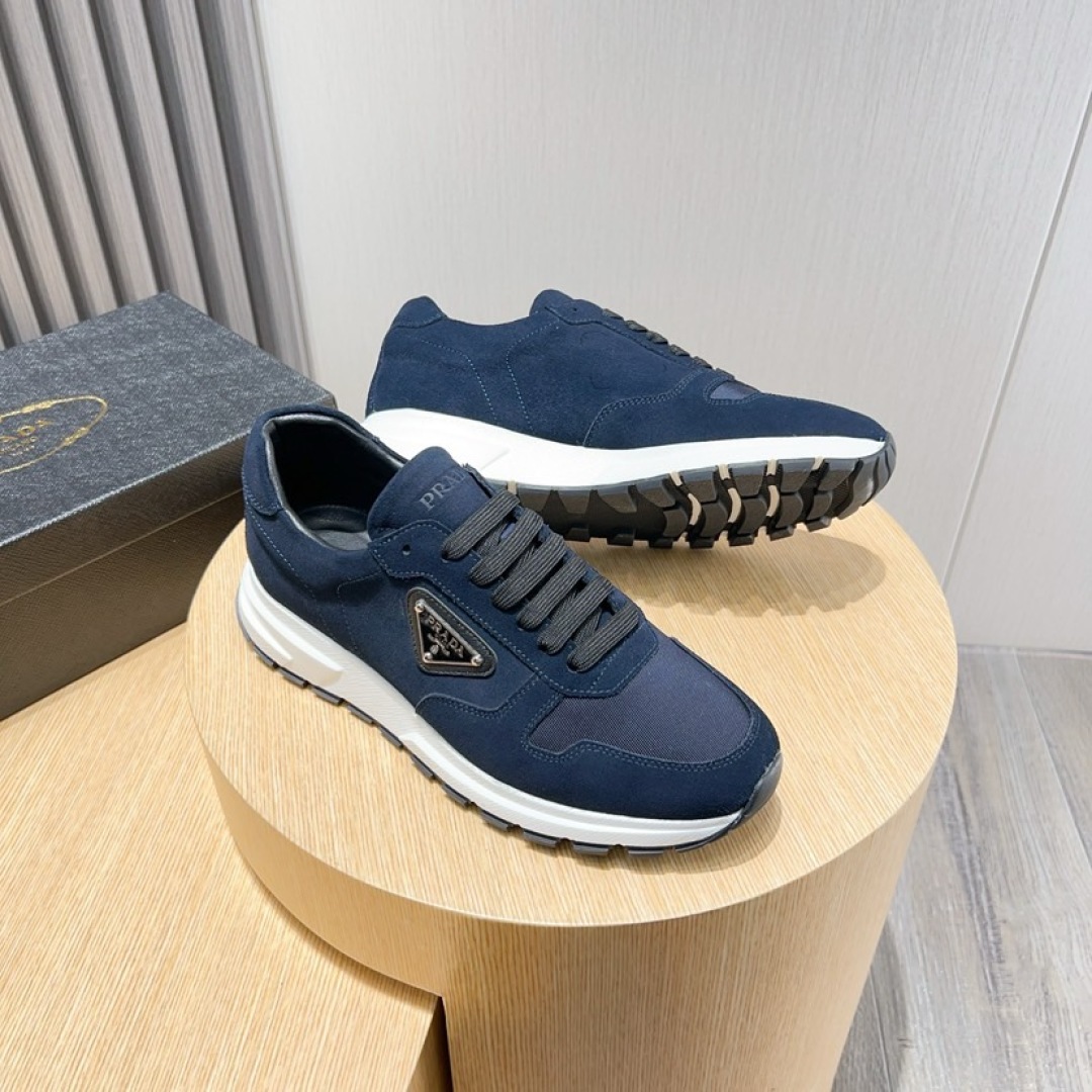 Prada Men's Navy Leather and Fabric Sneakers with Iconic Triangle Logo 4 cmp i1744372014329 9838 0 2