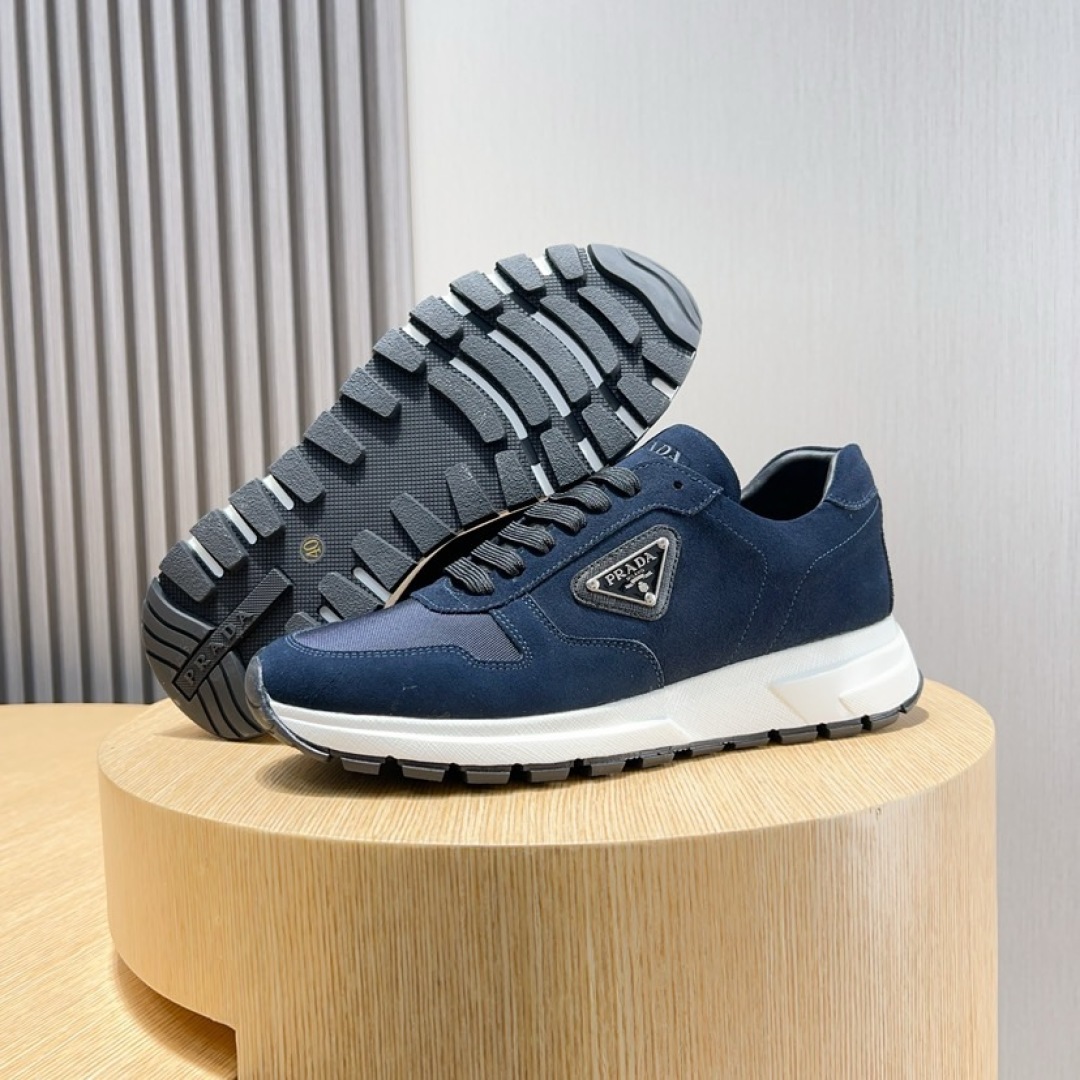 Prada Men's Navy Leather and Fabric Sneakers with Iconic Triangle Logo 9 cmp i1744372014709 8482 0 7