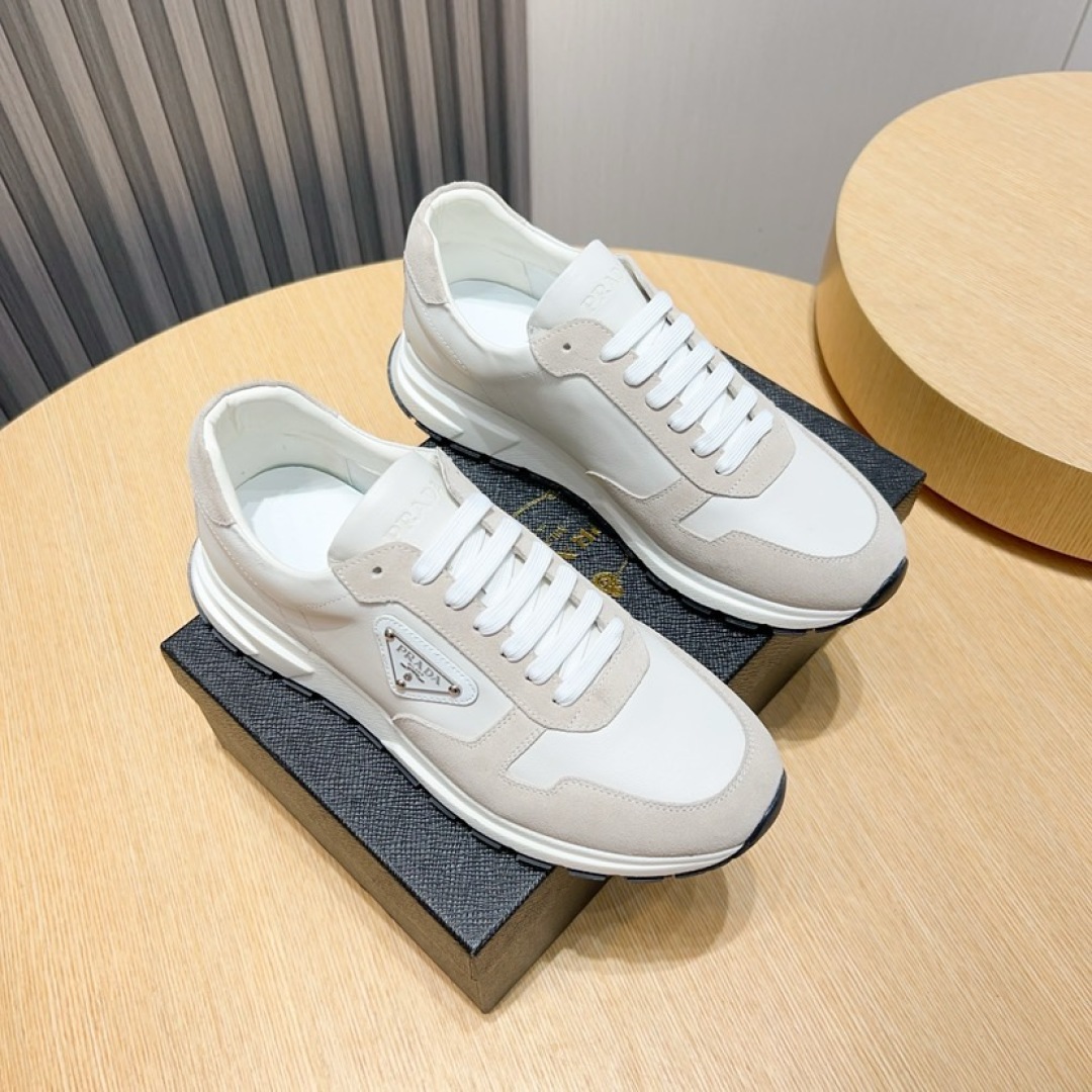 PRADA Men's Leather and Suede Low-Top Sneakers - Luxurious & Comfortable 1 PRADA Men's Leather and Suede Low-Top Sneakers - Luxurious & Comfortable