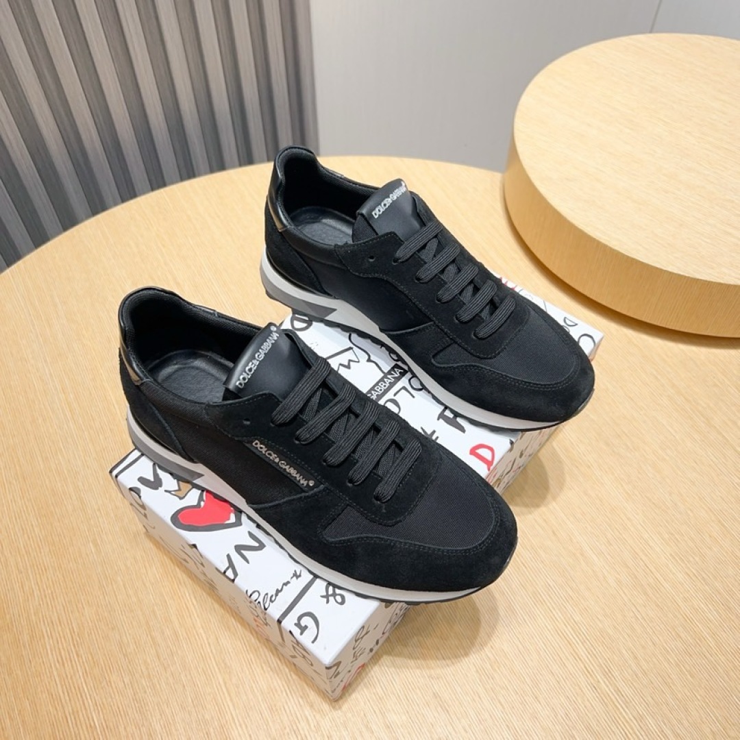 Dolce & Gabbana Men's Black Leather and Suede Fashion Sneakers 1 Dolce & Gabbana Men's Black Leather and Suede Fashion Sneakers