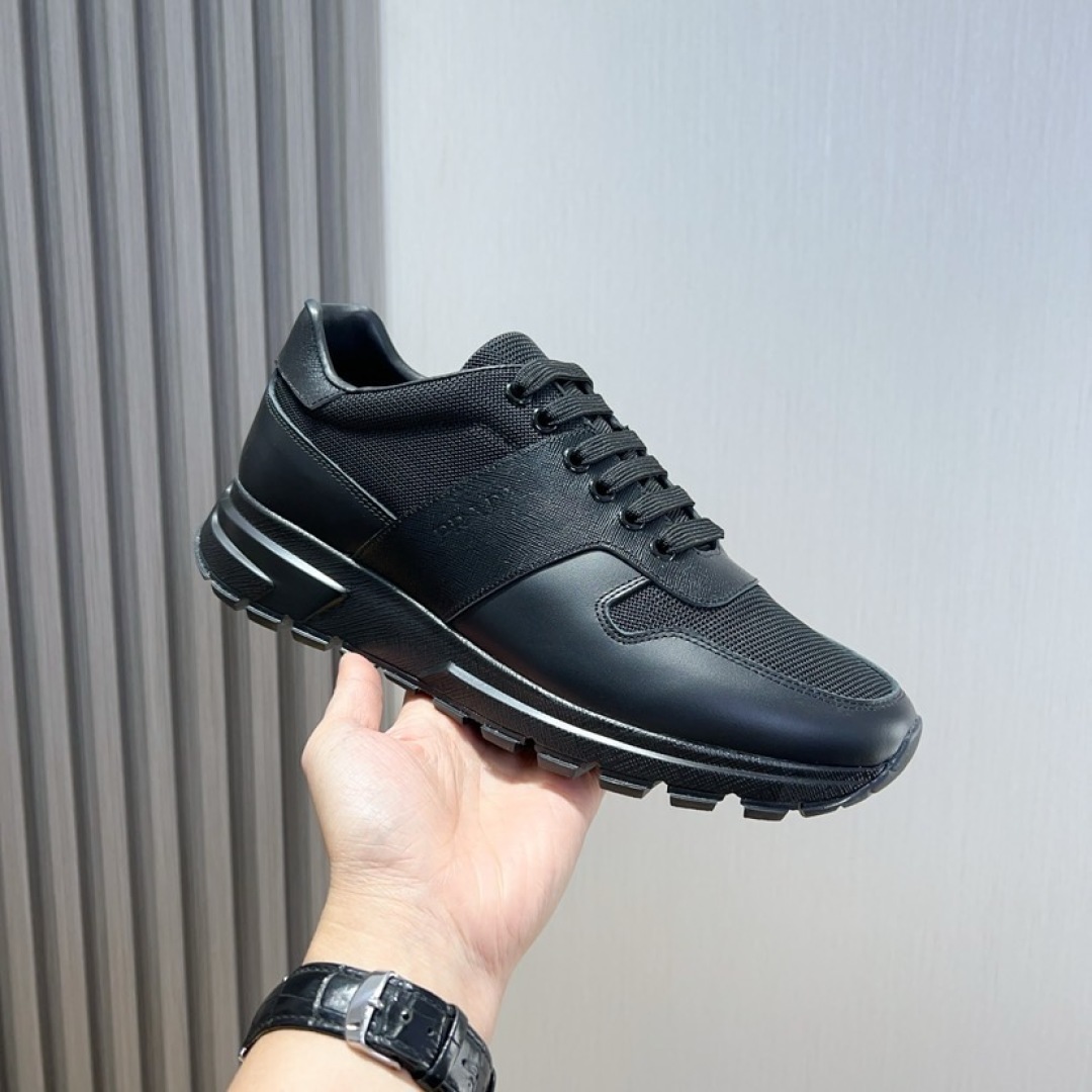 PRADA Men's Black Leather and Fabric Low-Top Sneakers Size 38-45 3 cmp i1744372171481 4269 0 1