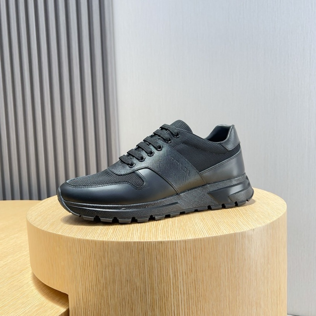 PRADA Men's Black Leather and Fabric Low-Top Sneakers Size 38-45 7 cmp i1744372171481 8635 0 5
