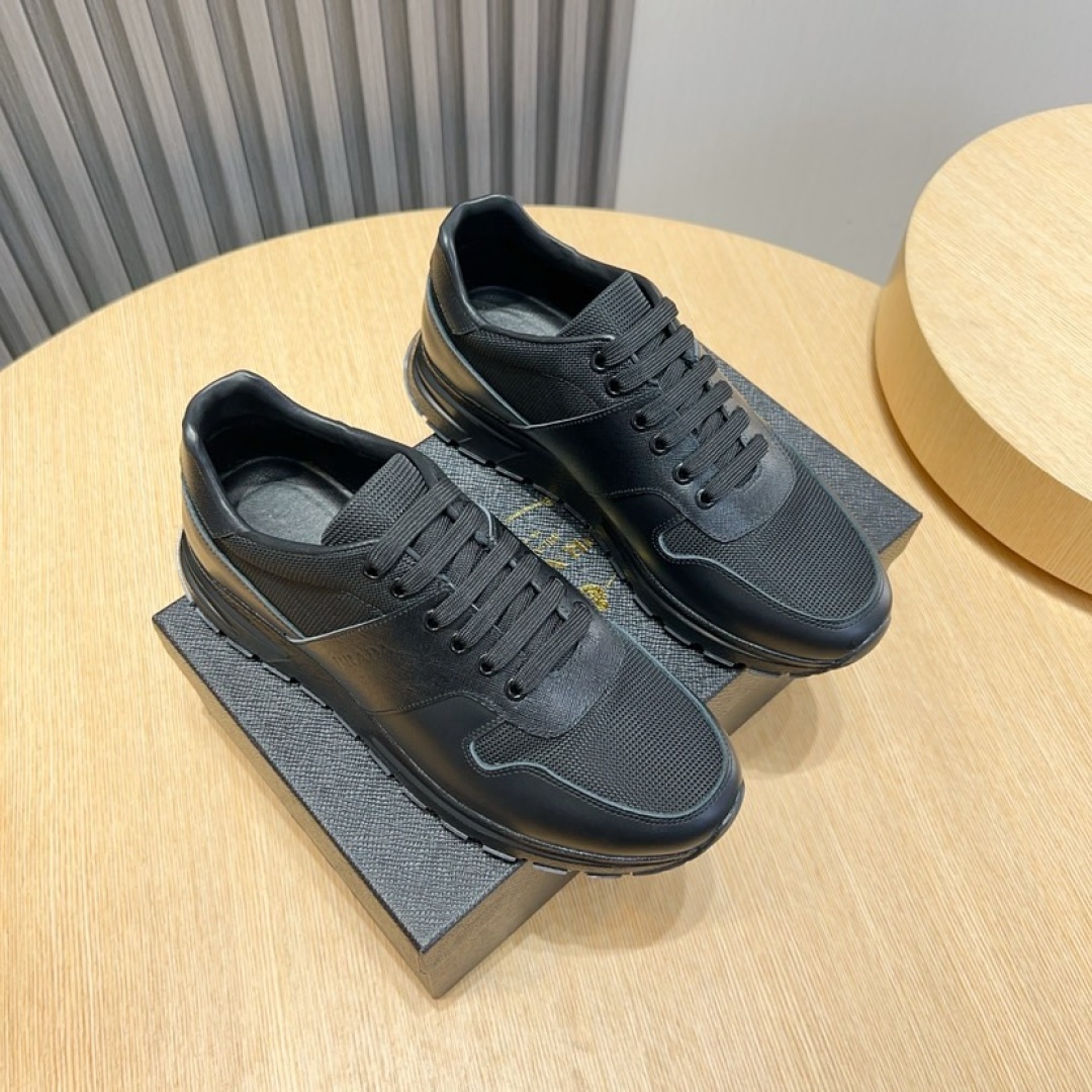 PRADA Men's Black Leather and Fabric Low-Top Sneakers Size 38-45 2 cmp i1744372171904 1209 0 0