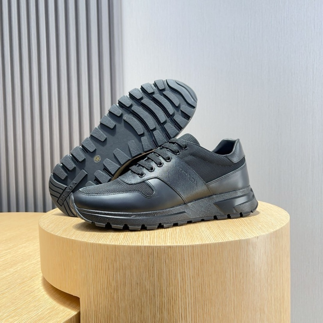 PRADA Men's Black Leather and Fabric Low-Top Sneakers Size 38-45 9 cmp i1744372171904 3077 0 7