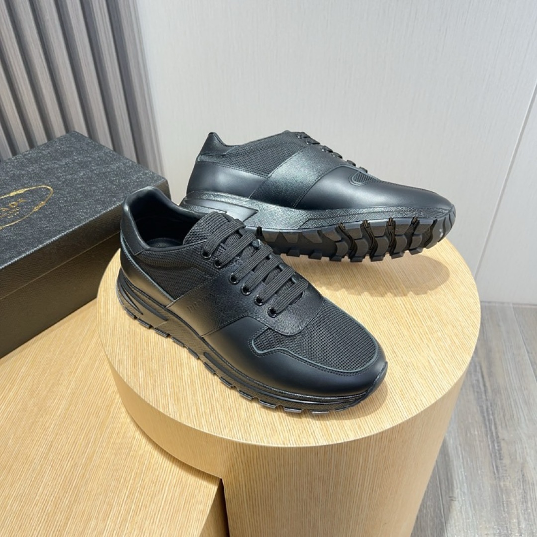 PRADA Men's Black Leather and Fabric Low-Top Sneakers Size 38-45 4 cmp i1744372171905 3762 0 2