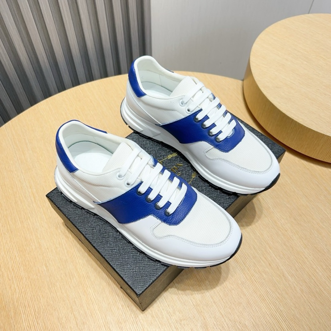 Prada Men's Leather Sneakers - White and Blue, Comfortable & Stylish 1 Prada Men's Leather Sneakers - White and Blue, Comfortable & Stylish