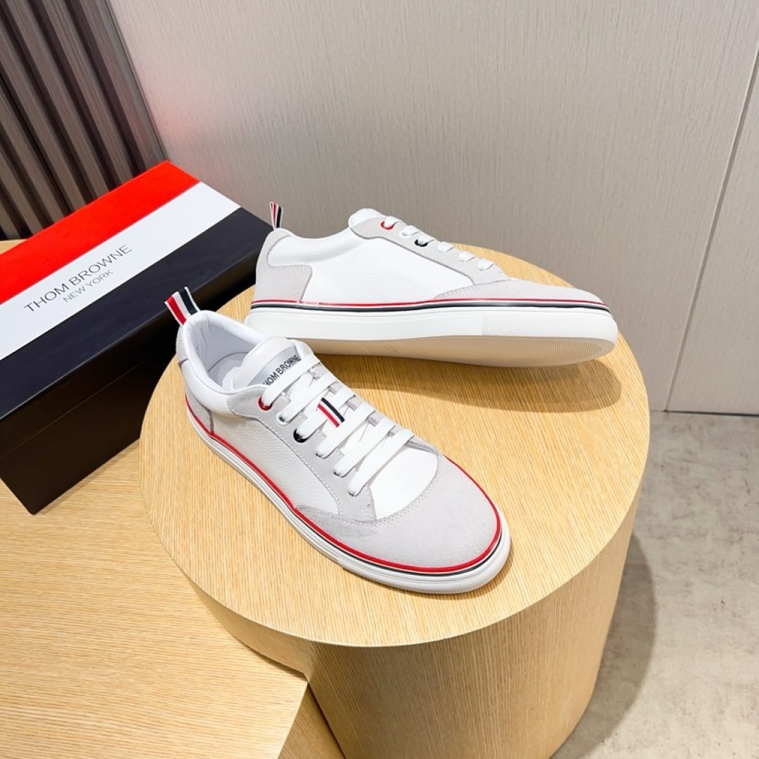 Thom Browne White Leather Sneakers with Signature Stripe Detail 3 cmp i1744652639871 2004 0 1