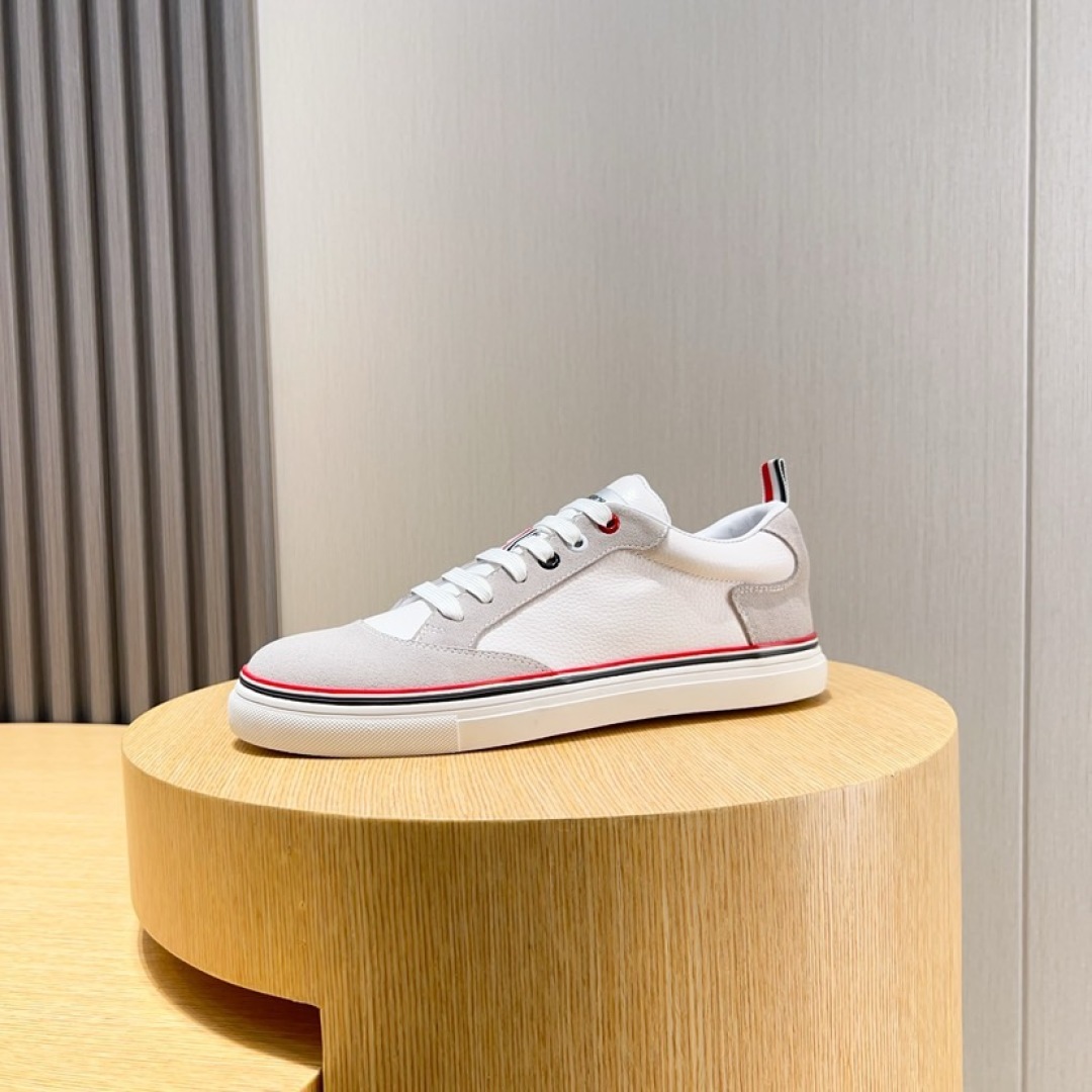 Thom Browne White Leather Sneakers with Signature Stripe Detail 8 cmp i1744652640639 7753 0 6