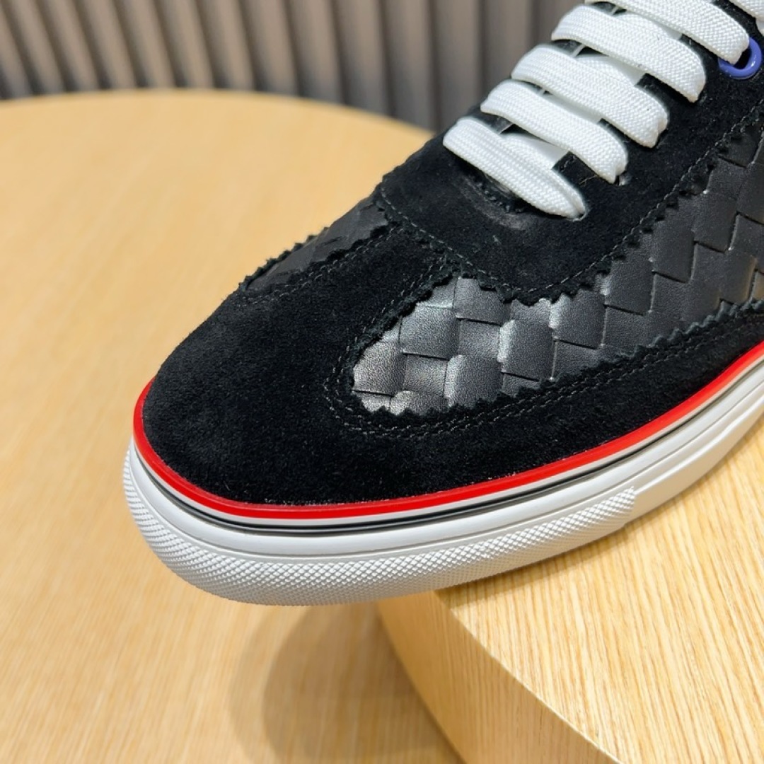 Thom Browne Men's Black Leather Sneakers with Red, White, and Blue Stripe 8 cmp i1744653177141 5685 0 6
