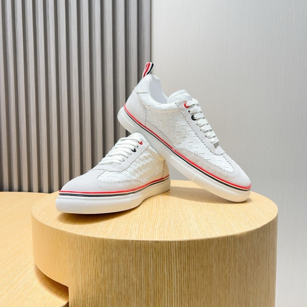 Thom Browne White Leather Sneakers with Signature Stripe Detail, Sizes 38-44 6 cmp i1744653195869 4938 0 4