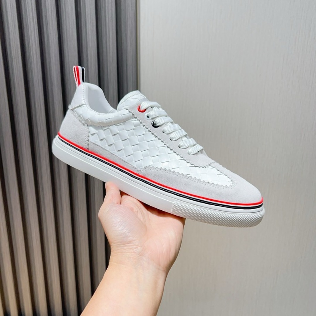 Thom Browne White Leather Sneakers with Signature Stripe Detail, Sizes 38-44 3 cmp i1744653195870 5125 0 1