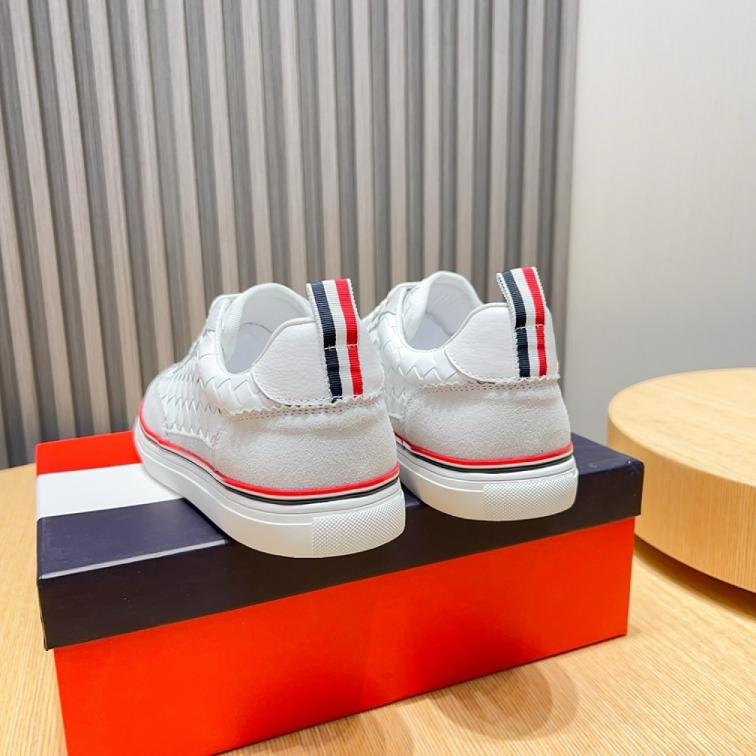 Thom Browne White Leather Sneakers with Signature Stripe Detail, Sizes 38-44 5 cmp i1744653201374 4215 0 3
