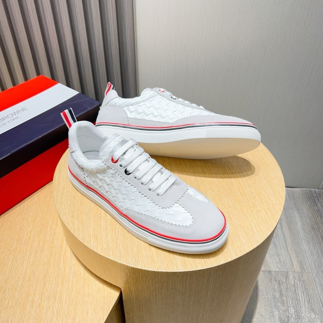 Thom Browne White Leather Sneakers with Signature Stripe Detail, Sizes 38-44 4 cmp i1744653201374 6903 0 2