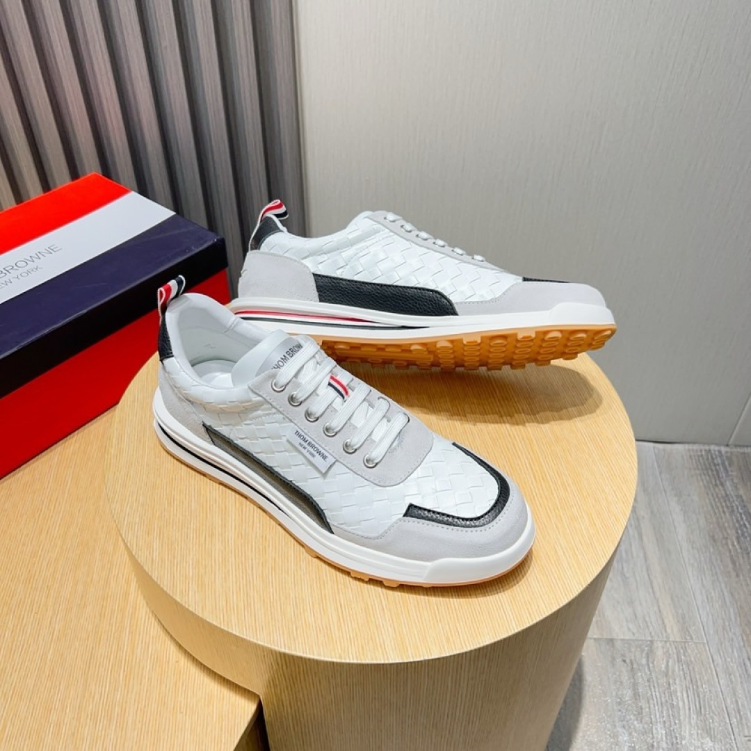 Thom Browne White Leather Sneakers with Signature Stripe Detail, Sizes 38-44 4 cmp i1744653287425 3248 0 2