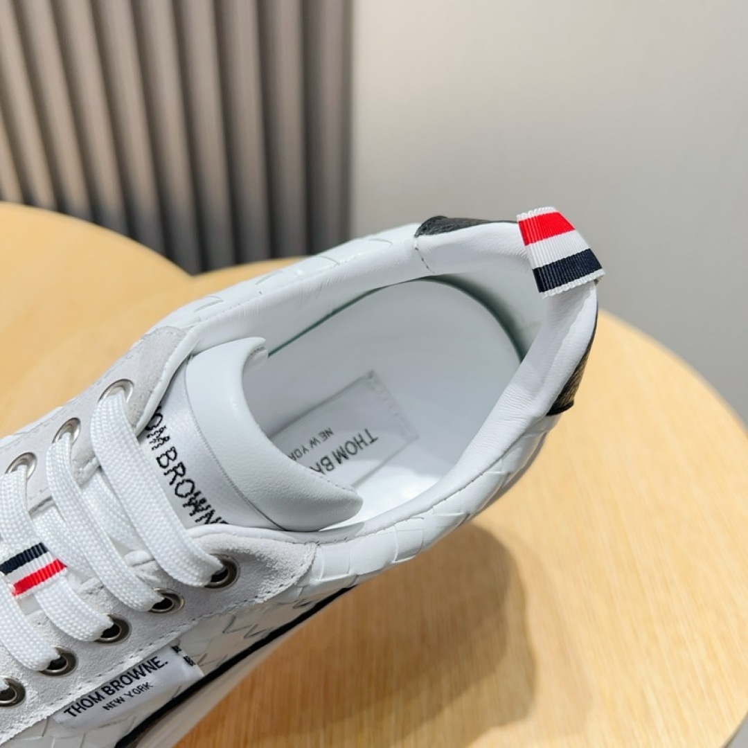 Thom Browne White Leather Sneakers with Signature Stripe Detail, Sizes 38-44 5 cmp i1744653287425 82 0 3