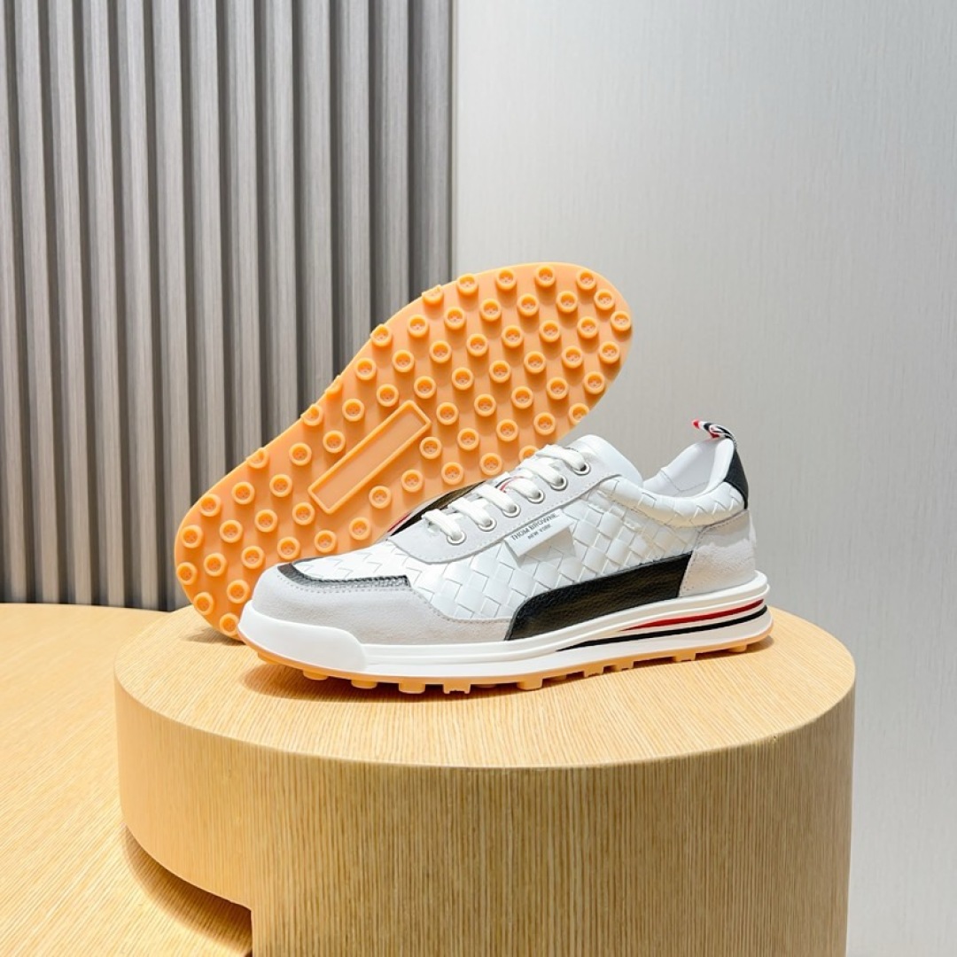 Thom Browne White Leather Sneakers with Signature Stripe Detail, Sizes 38-44 9 cmp i1744653287425 9056 0 7
