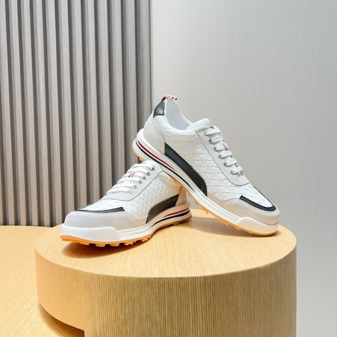 Thom Browne White Leather Sneakers with Signature Stripe Detail, Sizes 38-44 8 cmp i1744653287426 8652 0 6