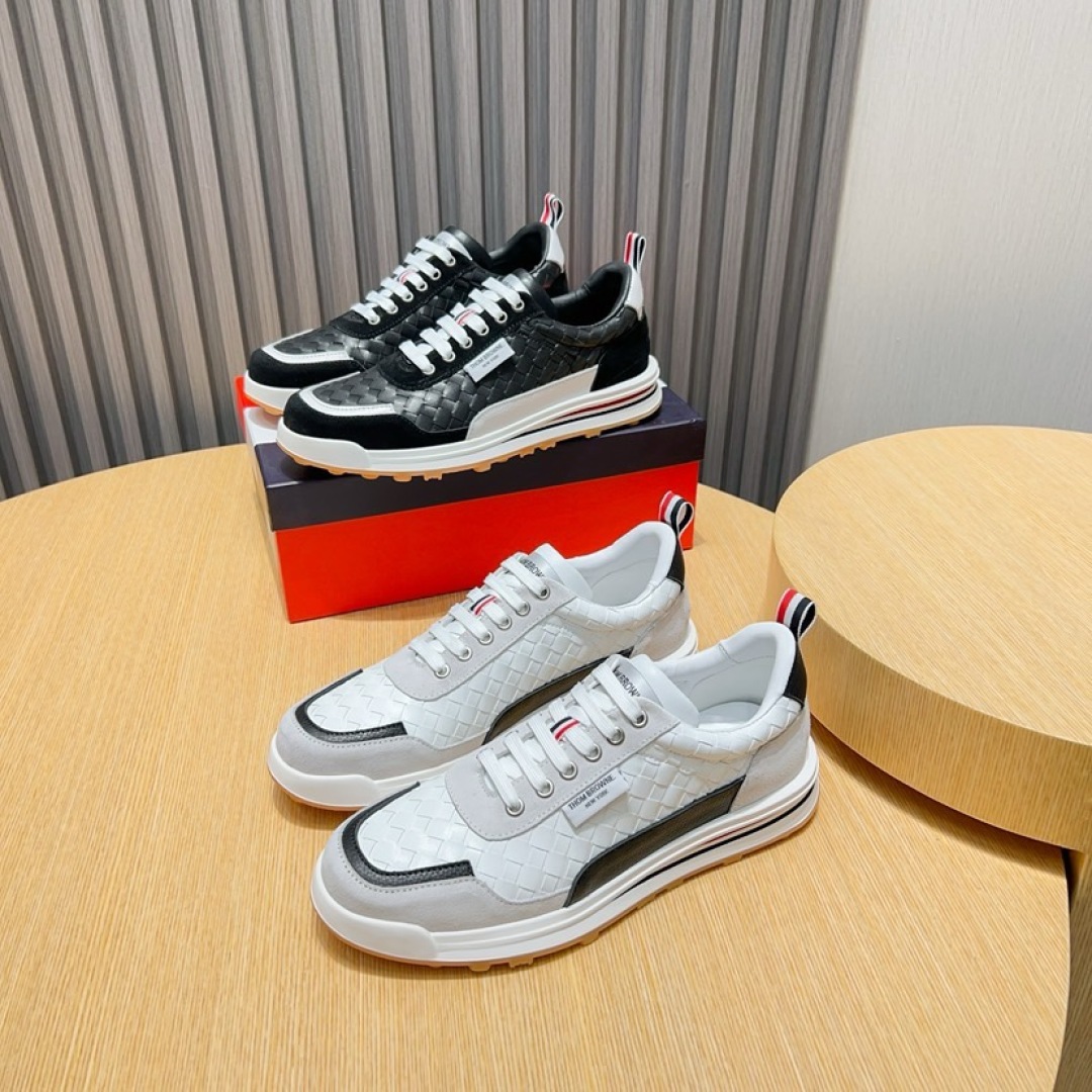 Thom Browne White Leather Sneakers with Signature Stripe Detail, Sizes 38-44 10 cmp i1744653289385 1772 0 8