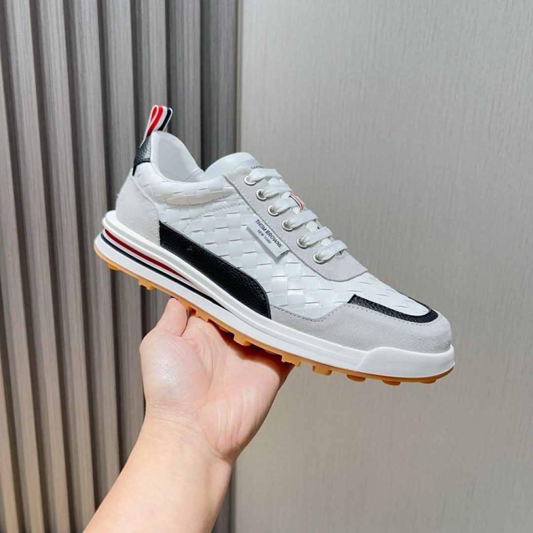 Thom Browne White Leather Sneakers with Signature Stripe Detail, Sizes 38-44 3 cmp i1744653289385 2521 0 1