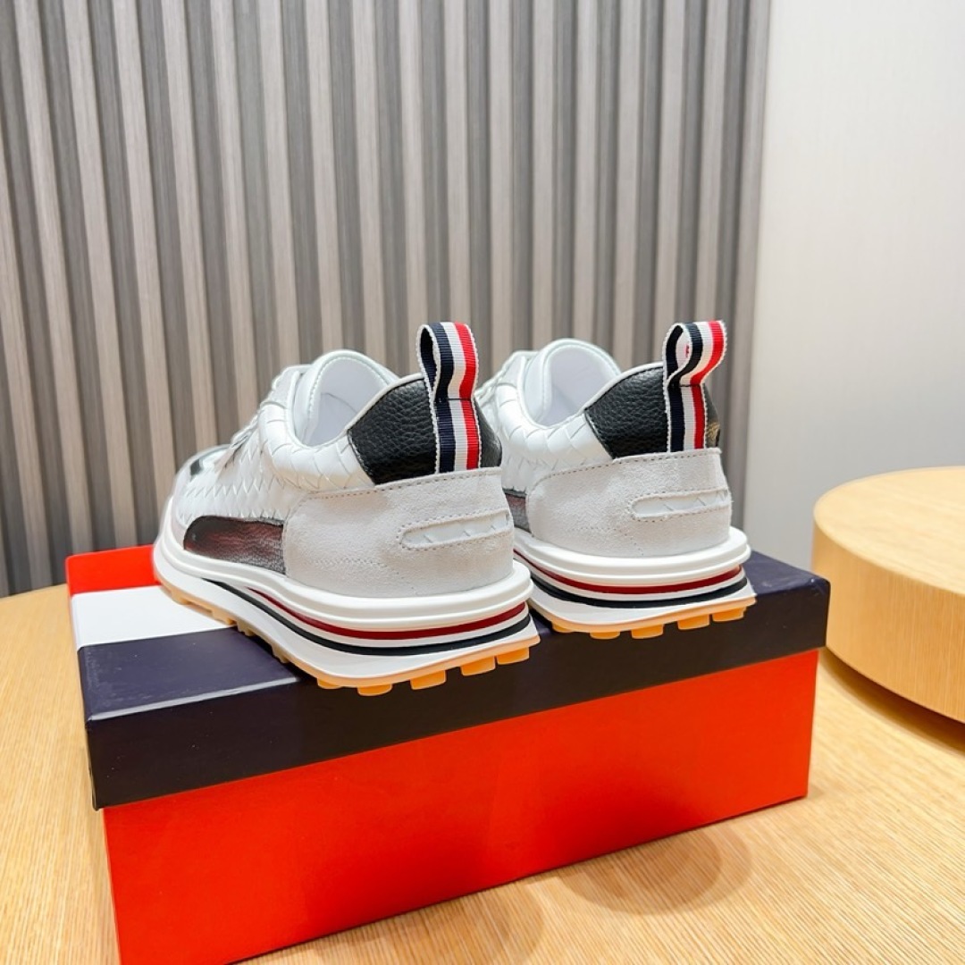 Thom Browne White Leather Sneakers with Signature Stripe Detail, Sizes 38-44 6 cmp i1744653289385 7282 0 4