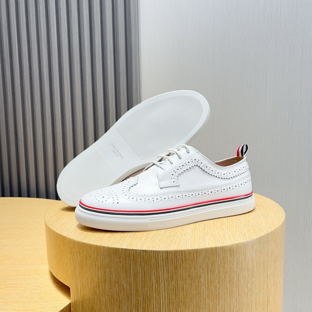 Thom Browne White Leather Brogue Sneakers with Signature Stripe Detail 9 cmp i1744653514479 6183 0 7