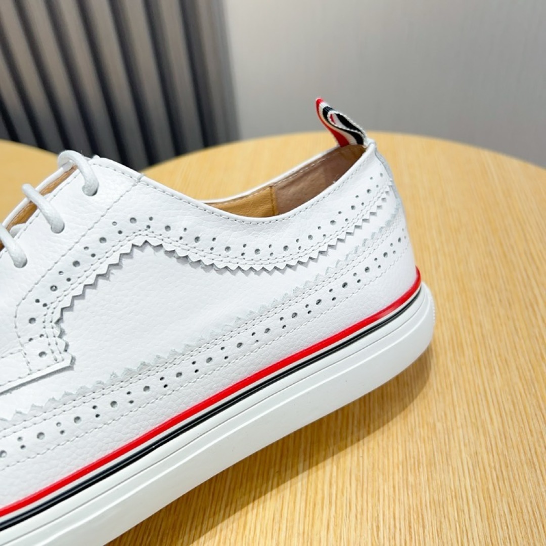 Thom Browne White Leather Brogue Sneakers with Signature Stripe Detail 6 cmp i1744653516561 2650 0 4