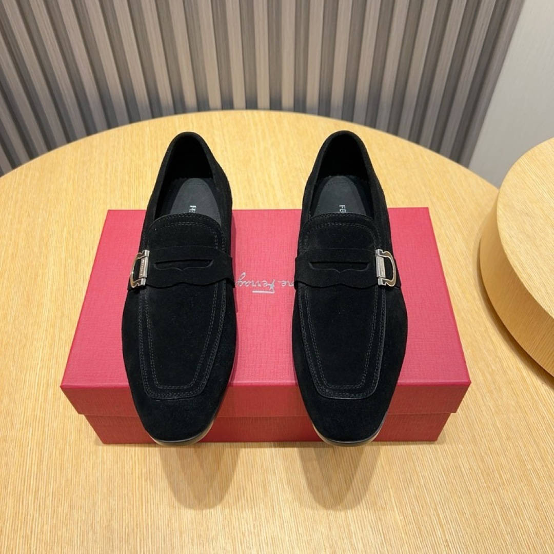 Ferragamo Men's Black Suede Loafers with Silver Buckle Detail - Size 38-44 2 cmp i1744654088363 4472 0 0