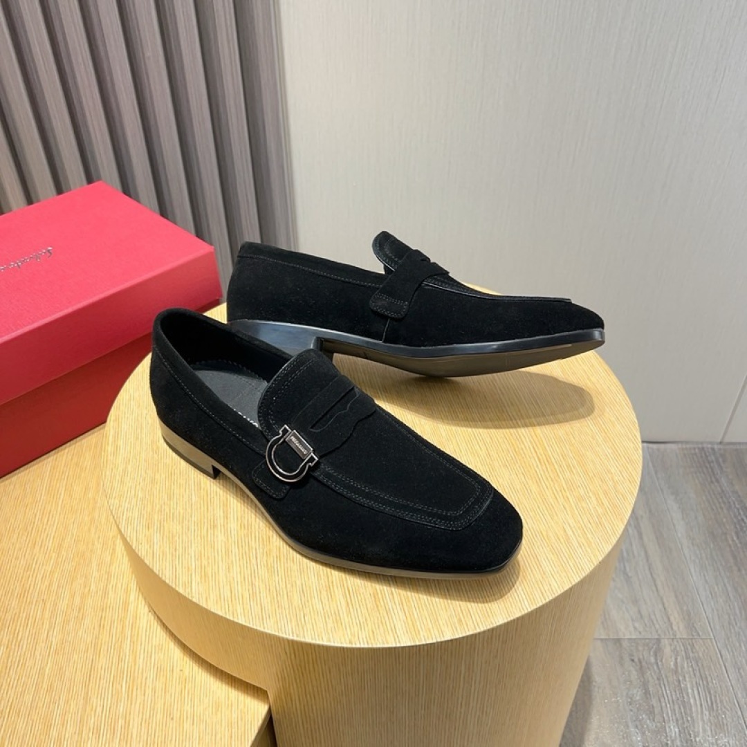 Ferragamo Men's Black Suede Loafers with Silver Buckle Detail - Size 38-44 4 cmp i1744654089012 3302 0 2