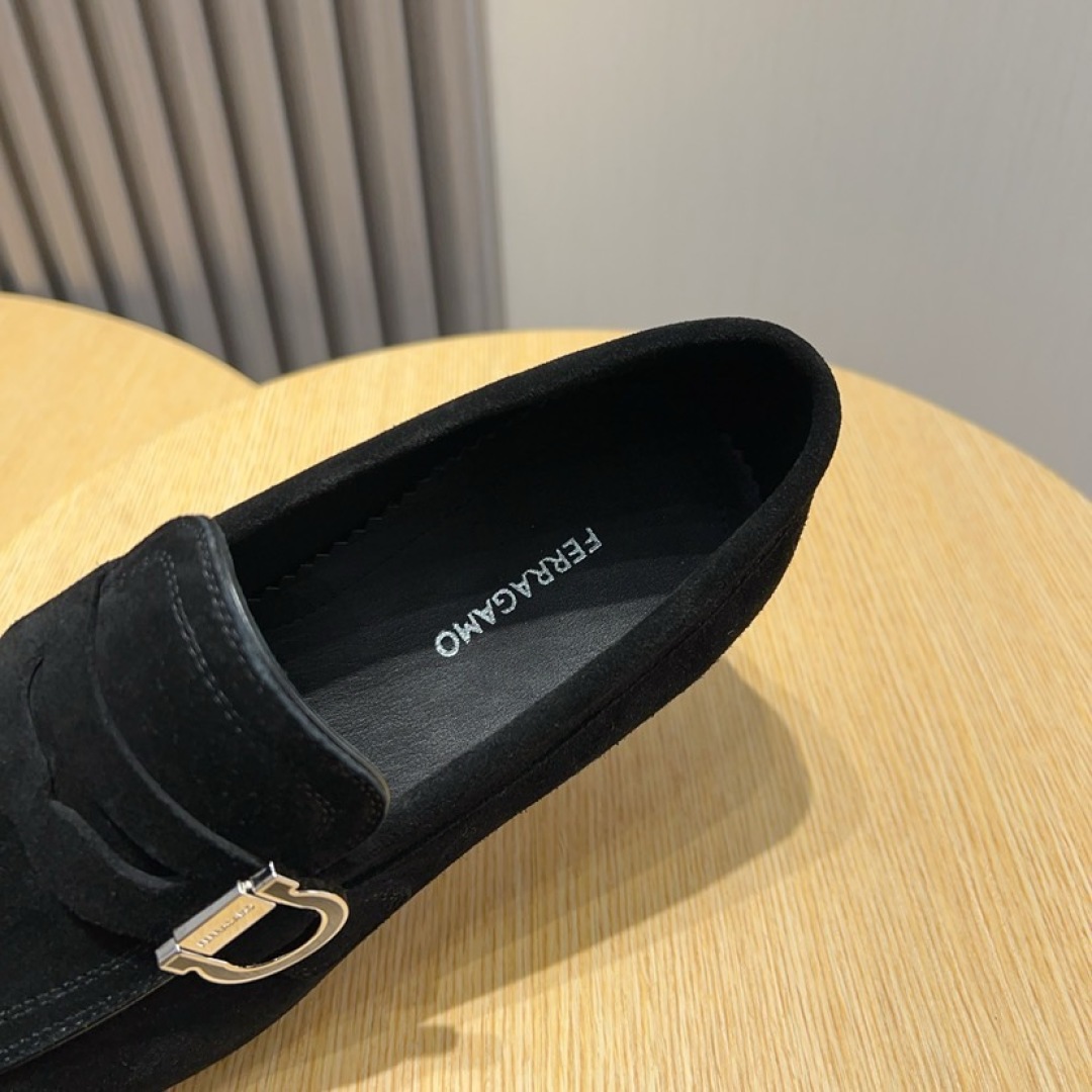 Ferragamo Men's Black Suede Loafers with Silver Buckle Detail - Size 38-44 5 cmp i1744654089013 3418 0 3