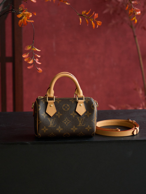 Louis Vuitton Nano Speedy Bag Monogram Coated Canvas with Leather Trim 1 Louis Vuitton Nano Speedy Bag Monogram Coated Canvas with Leather Trim