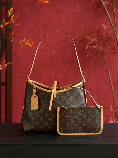 Carryall Bag: Monogram Coated Canvas, Adjustable Strap, Leather Trim 1 Carryall Bag: Monogram Coated Canvas, Adjustable Strap, Leather Trim