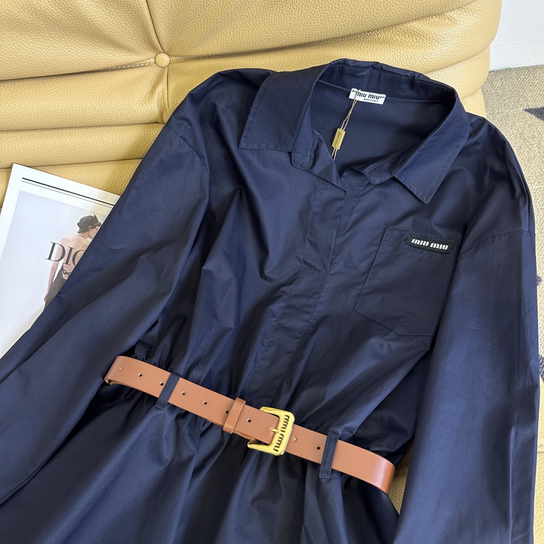 “Stylish First-Class Shirt Dress for Early Autumn with Waist Belt – Fashionable and Versatile” - 图片 3