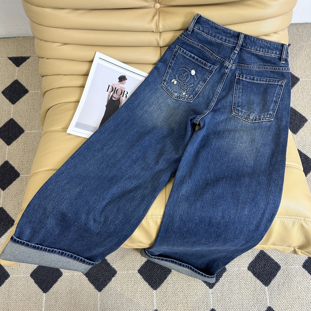 Women's High-Waisted Wide Leg Jeans with Rhinestone Camellia Design 9 cmp i1756556908507 9462 0 8