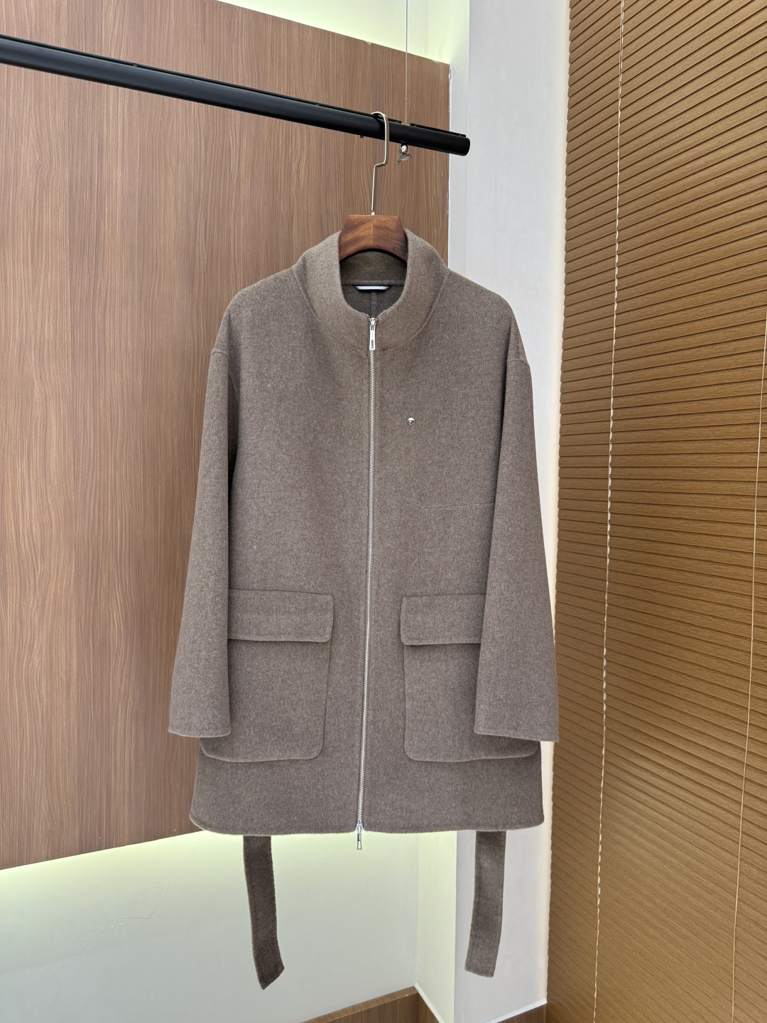 Hermes 25秋冬新款 极简双口袋羊绒大衣 yb定制100%羊绒 定制zg刻字logo辅料 高版本 