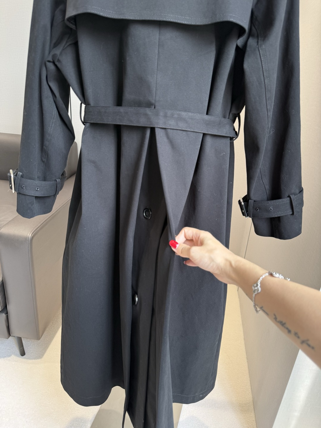 DIOR Contrast Leather Collar Length Trench Coat