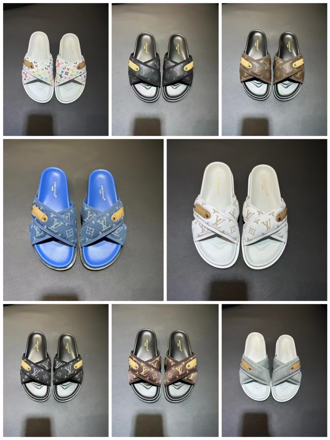  L 🔍顶级代购🇮🇹 路 炸街男神春夏拖鞋新品专柜同步，鞋面意大利进口印花布面料，高品质拼接工艺，鞋底：