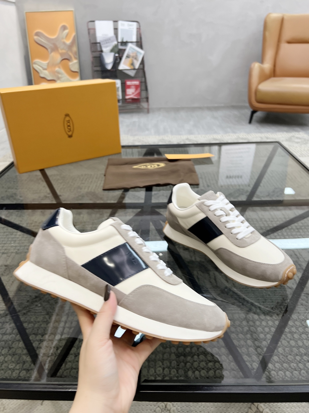 Tod's Men's Leather and Suede Sneaker, Imported Italian Leather, Multiple Sizes 6 cmp i1745741973459 4712 0 4