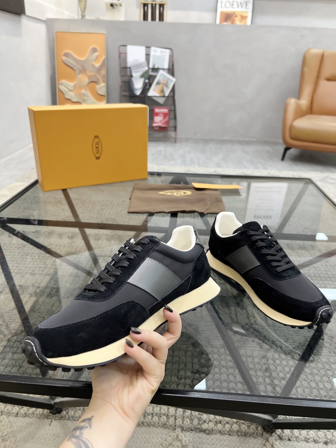 TOD's Men's Black Leather & Mesh Sneakers, Italian Craftsmanship, Cushioned Sole 5 cmp i1745742001721 1560 0 3