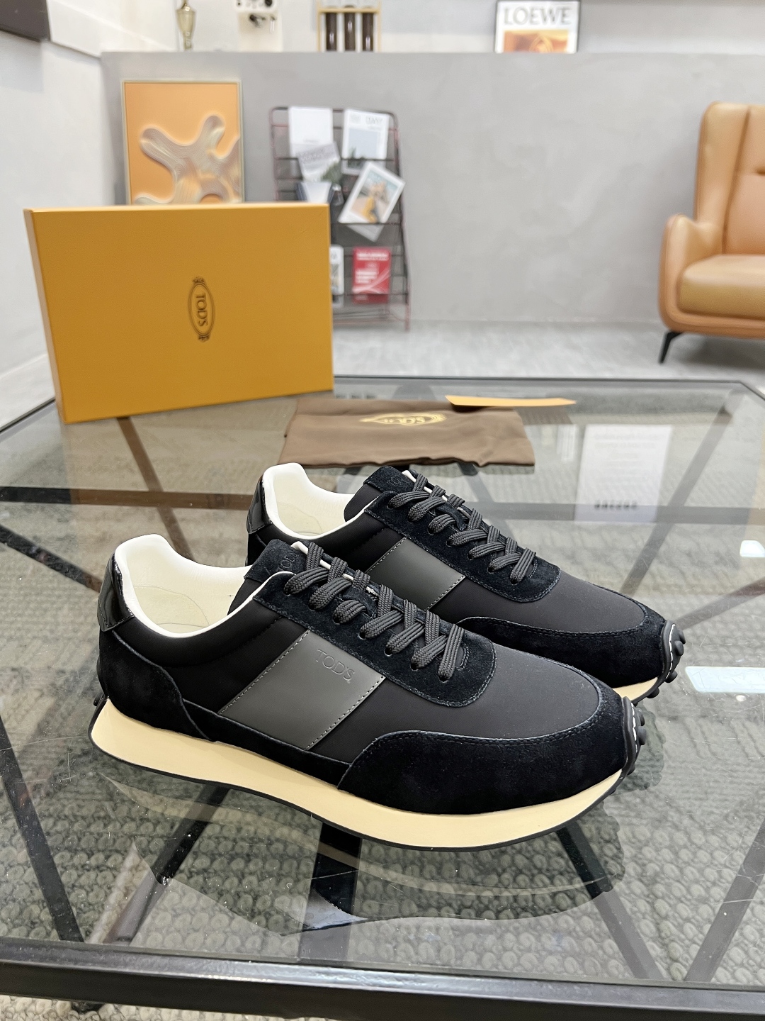 TOD's Men's Black Leather & Mesh Sneakers, Italian Craftsmanship, Cushioned Sole 3 cmp i1745742001728 2249 0 1