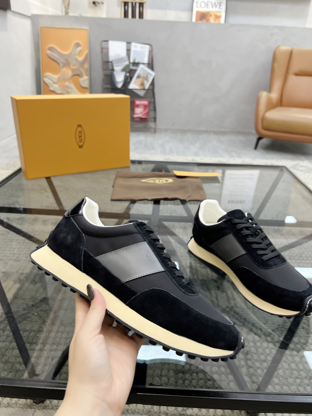 TOD's Men's Black Leather & Mesh Sneakers, Italian Craftsmanship, Cushioned Sole 6 cmp i1745742001777 2959 0 4