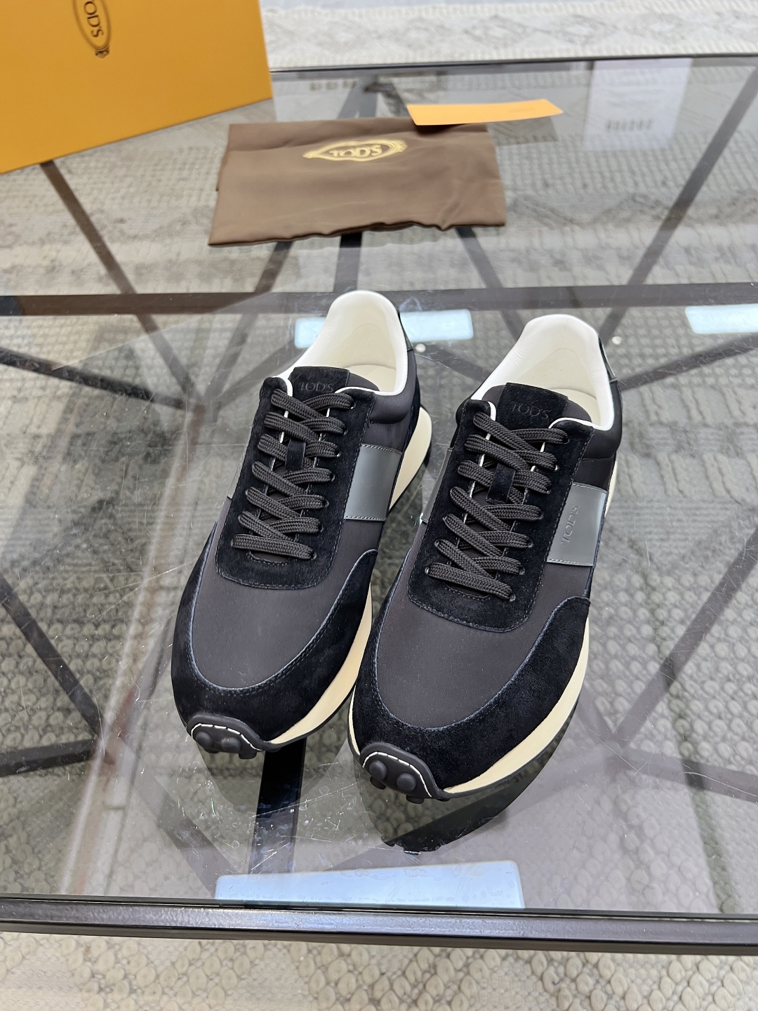 TOD's Men's Black Leather & Mesh Sneakers, Italian Craftsmanship, Cushioned Sole 4 cmp i1745742001803 2829 0 2
