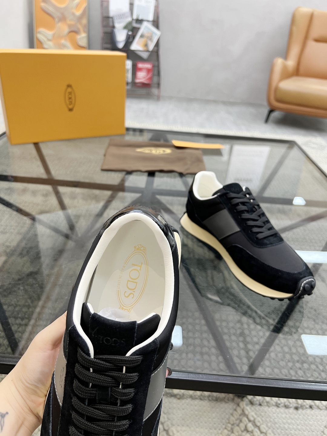 TOD's Men's Black Leather & Mesh Sneakers, Italian Craftsmanship, Cushioned Sole 8 cmp i1745742012475 3450 0 6