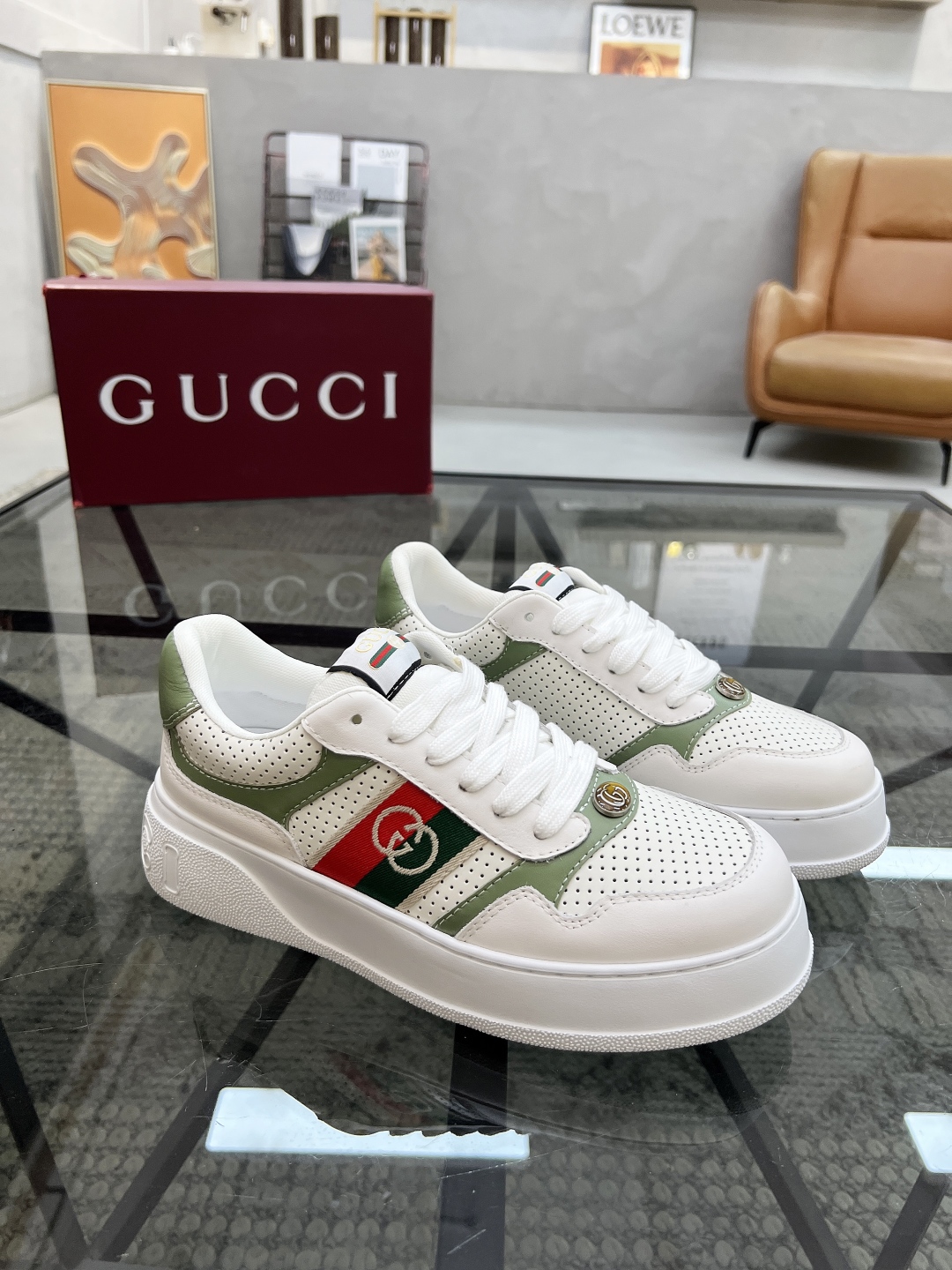  G 🔍顶级代购🇮🇹 古 炸街男神运动新品专柜同步发售原厂配置，意大利进口进口牛皮面料，柔软舒适网布内里