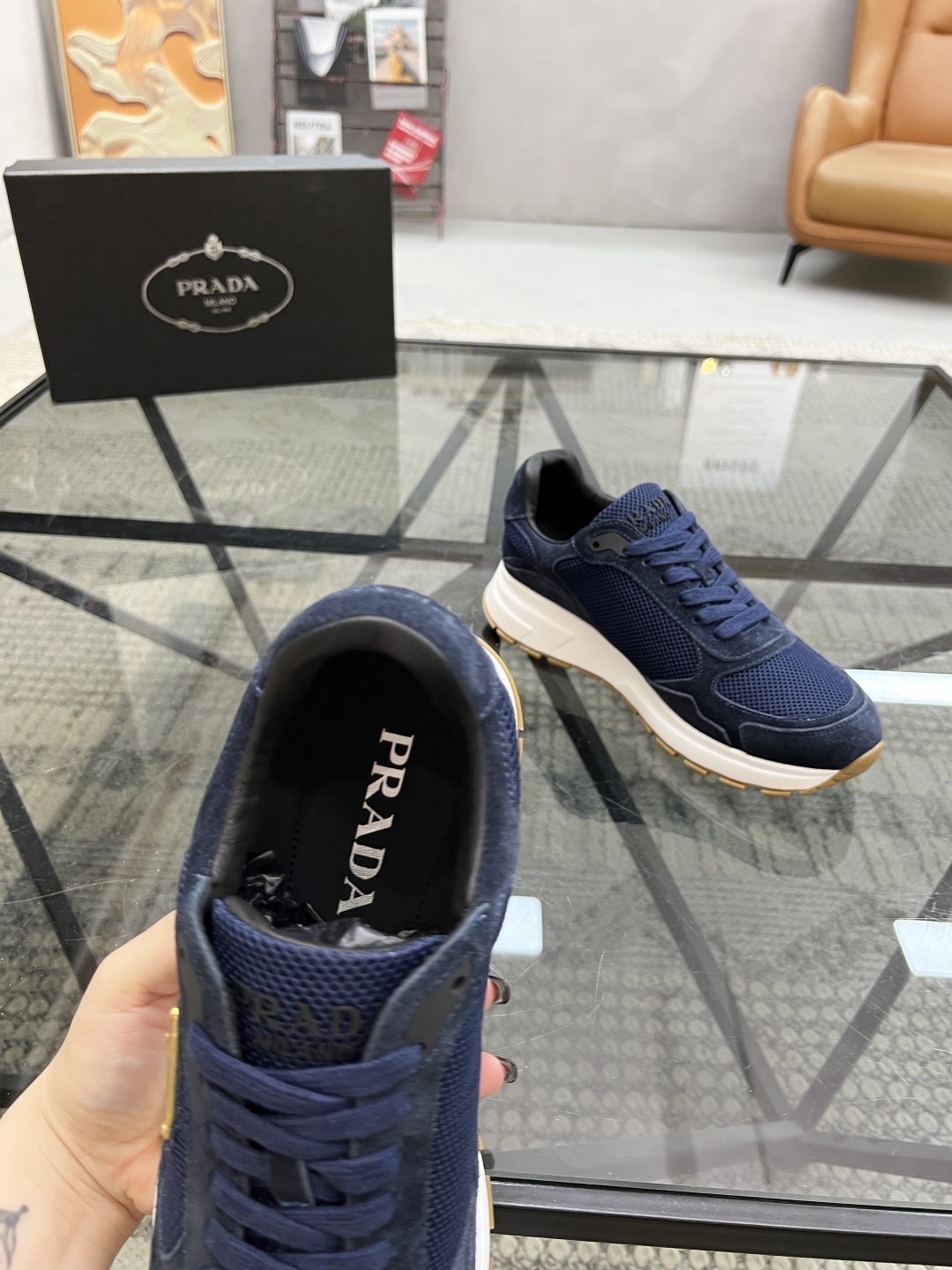 Prada Men's Blue Leather & Mesh Sneakers - Italian Made, Size 38-44 8 cmp i1746605233880 7426 0 6