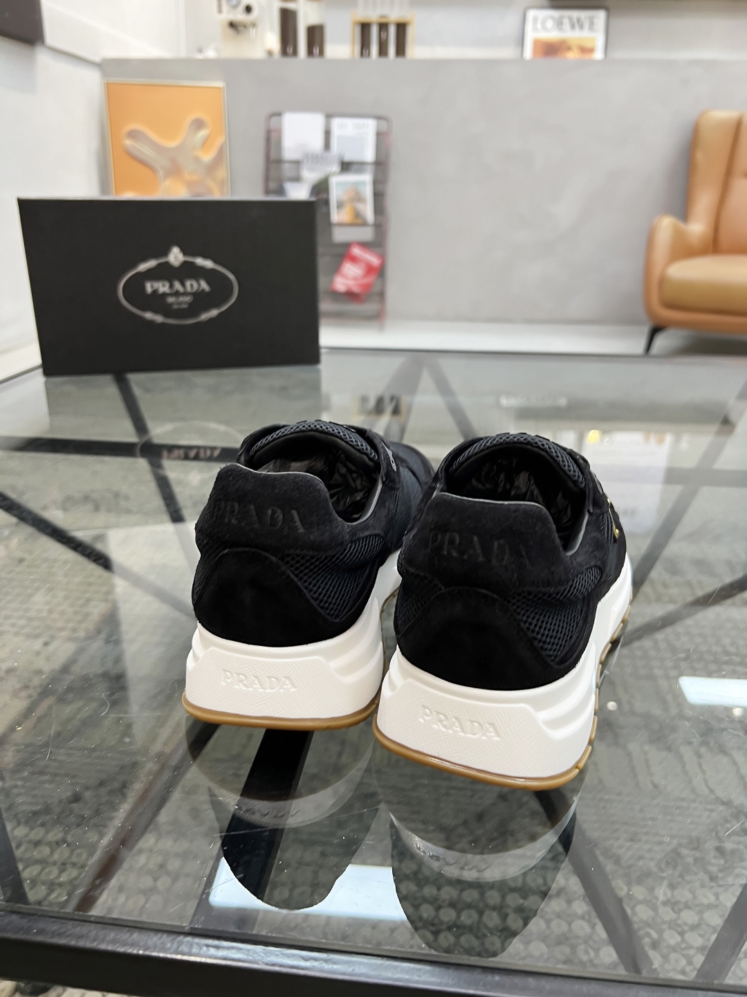 Prada Men's Black Leather and Mesh Sneakers with Cushioned Sole 9 cmp i1746605263032 6437 0 7