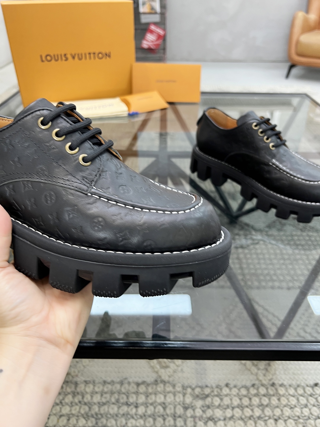 Louis Vuitton Men's Black Leather Casual Shoes with Embossed Detailing 7 cmp i1746690663568 7258 0 5