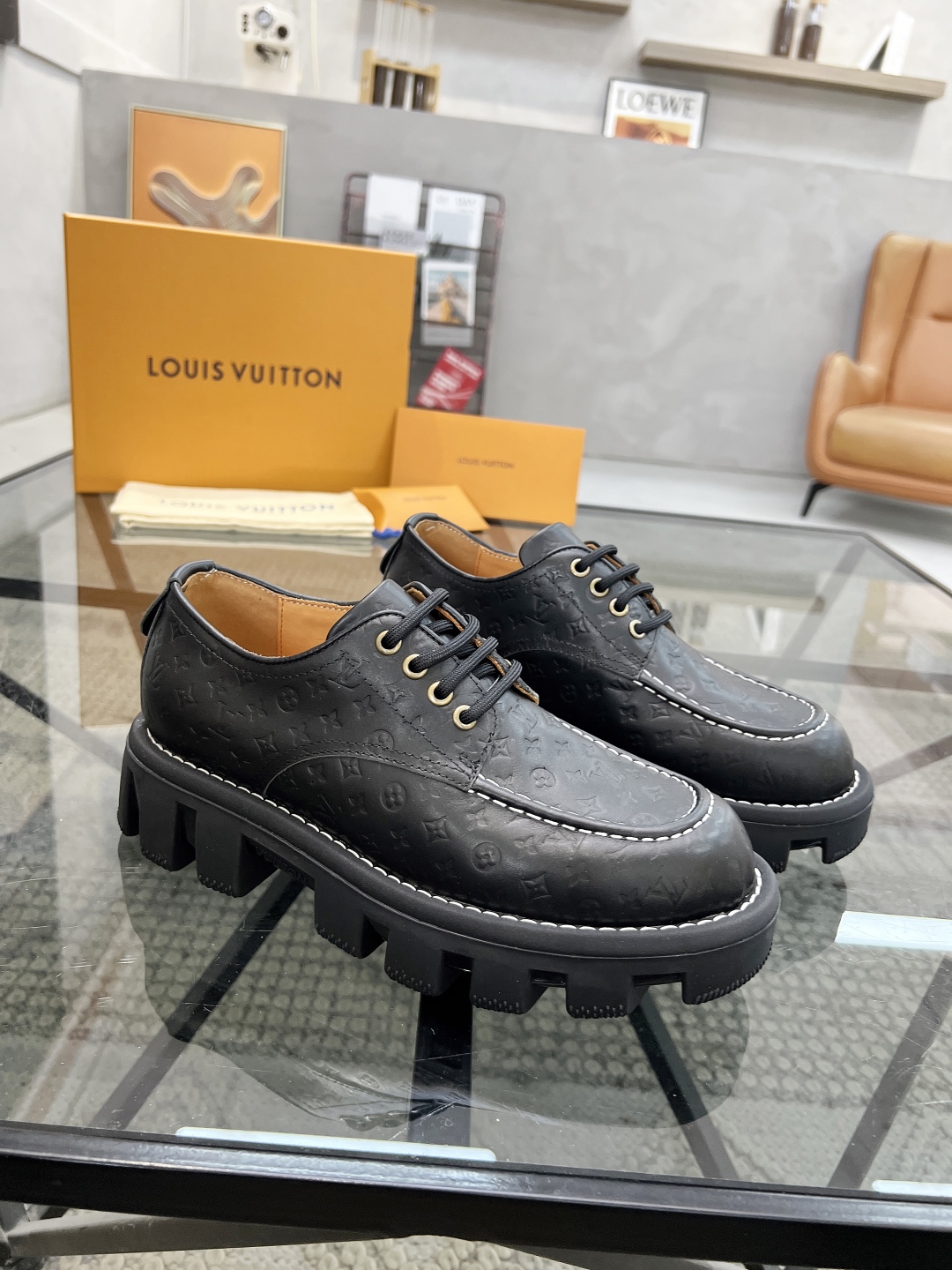 Louis Vuitton Men's Black Leather Casual Shoes with Embossed Detailing 3 cmp i1746690663743 3950 0 1