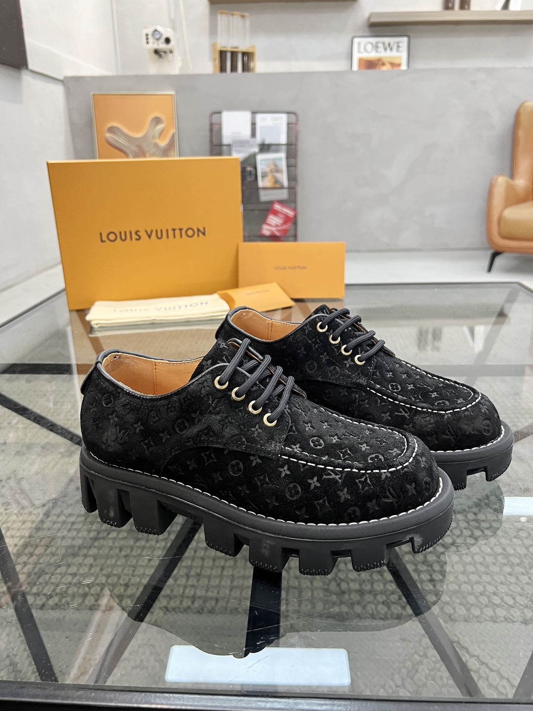 Louis Vuitton Men's Black Leather Oxford Sneakers, Size 39-44 3 cmp i1746690806452 5215 0 1